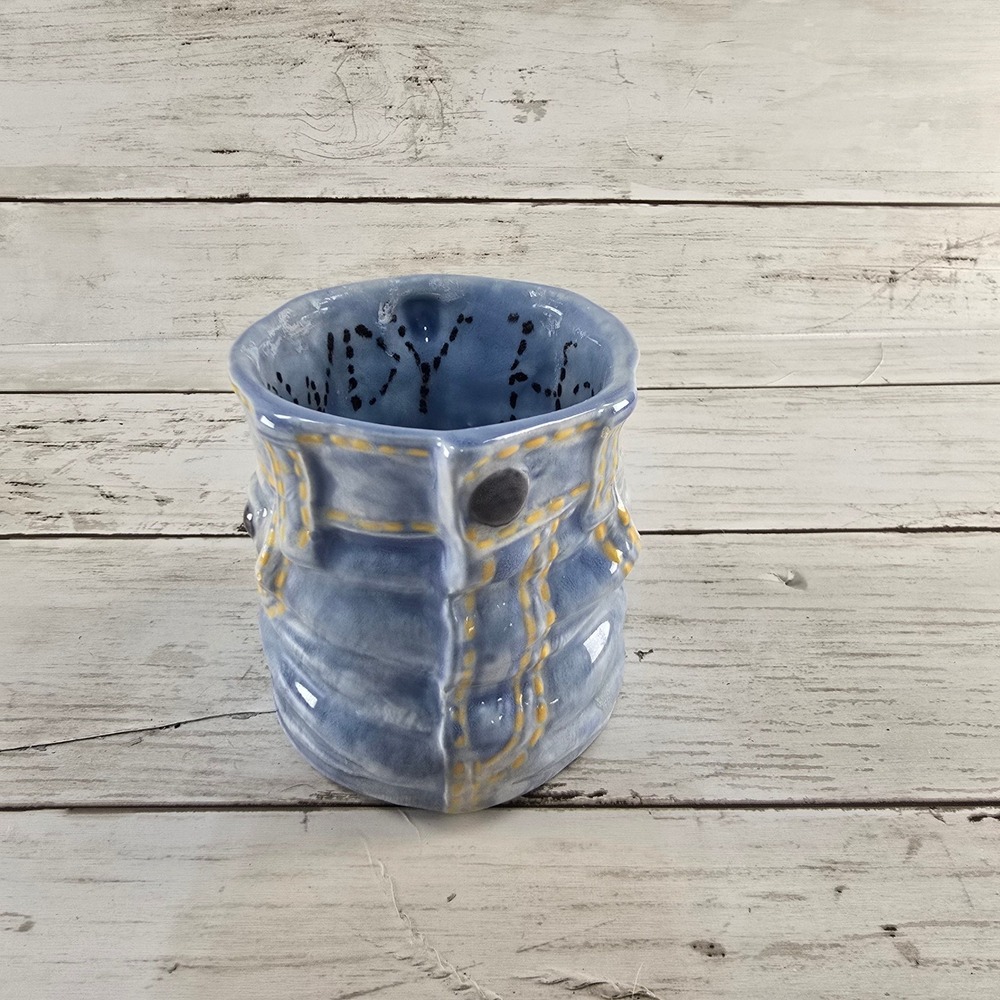 Vintage 2001 Bottoms Up TMA Denim Jeans Ceramic Mug Howdy Western Blue Mug